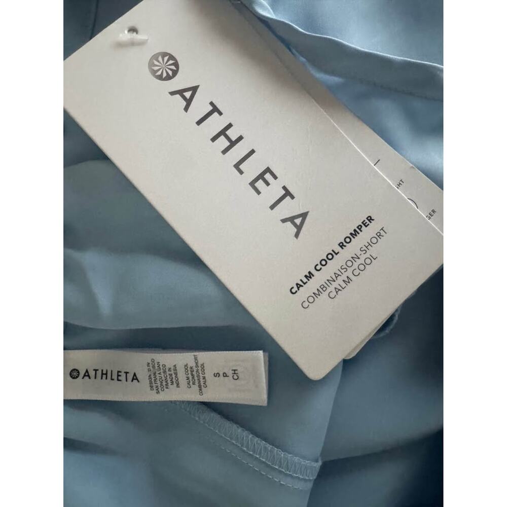 ATHLETA Women’s Small Calm Cool Romper Blue Wide Leg Jumpsuit Size NWT $119.00 - Picture 8 of 8
